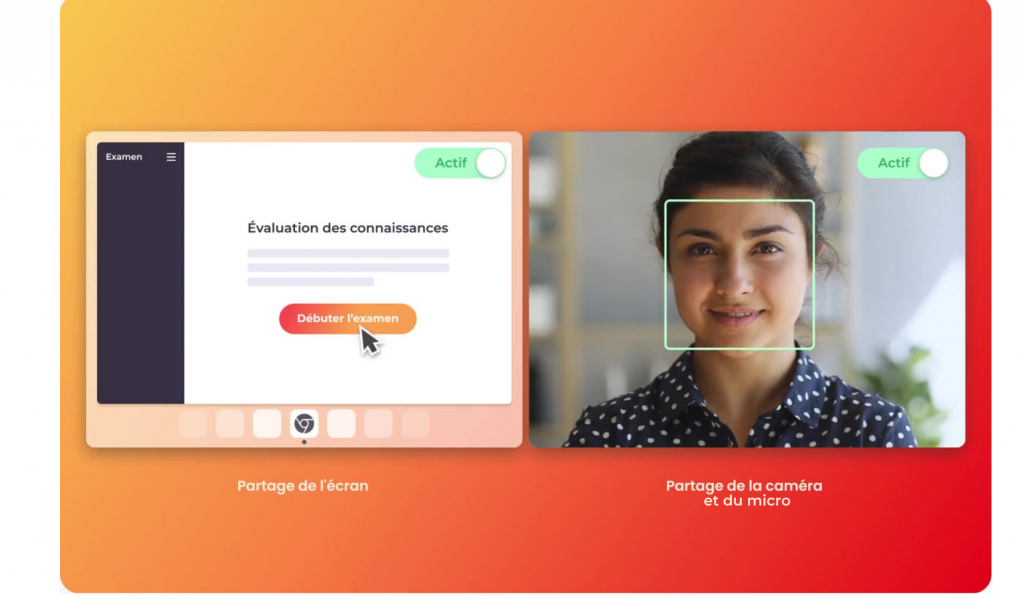 Enregistrement de l'écran, de la caméra et du micro avant de débuter un examen