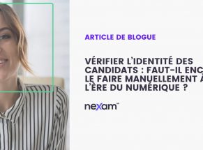 Femme devant webcam pour valider son identité lors d'un examen en ligne
