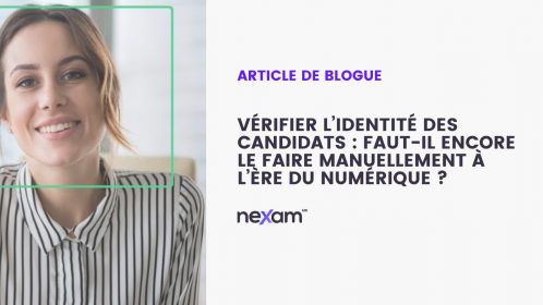 Femme devant webcam pour valider son identité lors d'un examen en ligne